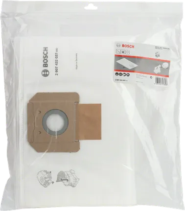 Embalaje de bolsas de filtro de vellón Bosch.